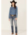 Image #2 - Ariat Women's R.E.A.L. Mid Rise Icon Stackable Straight Leg Riding Jeans, Indigo, hi-res