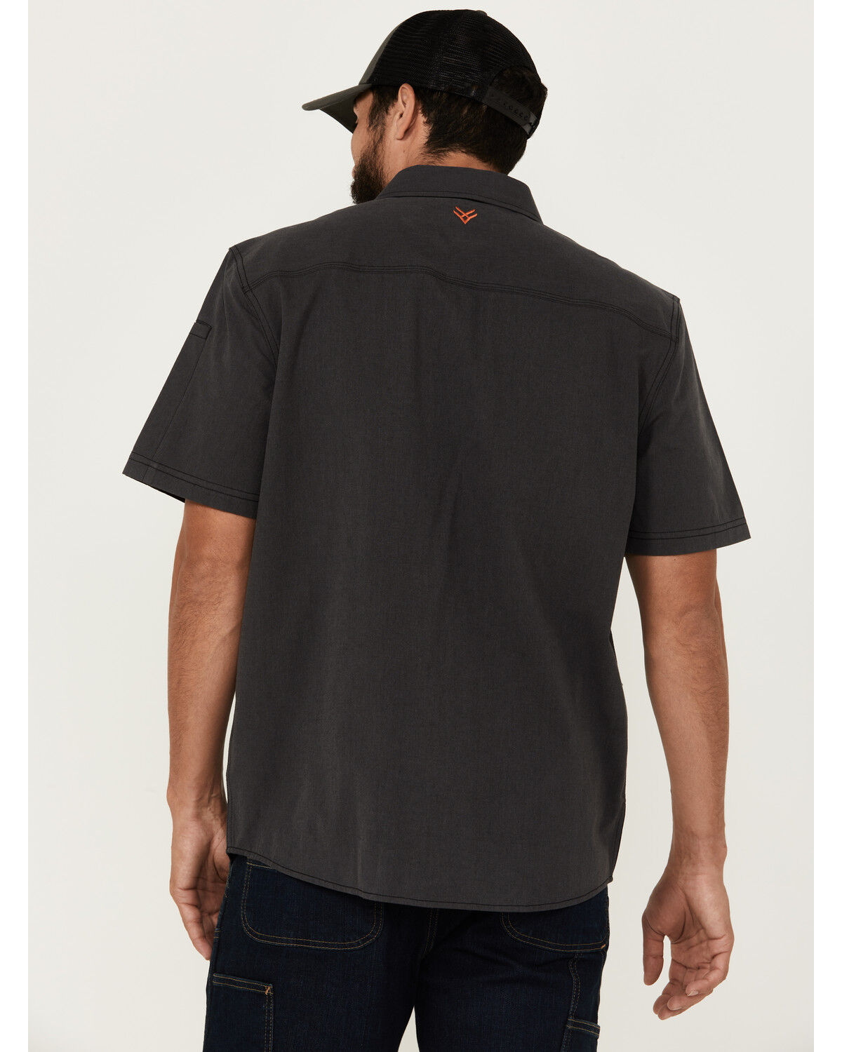 Image #4 - Hawx Men's Solid Short Sleeve Button-Down Work Shirt - Big, Charcoal, hi-res