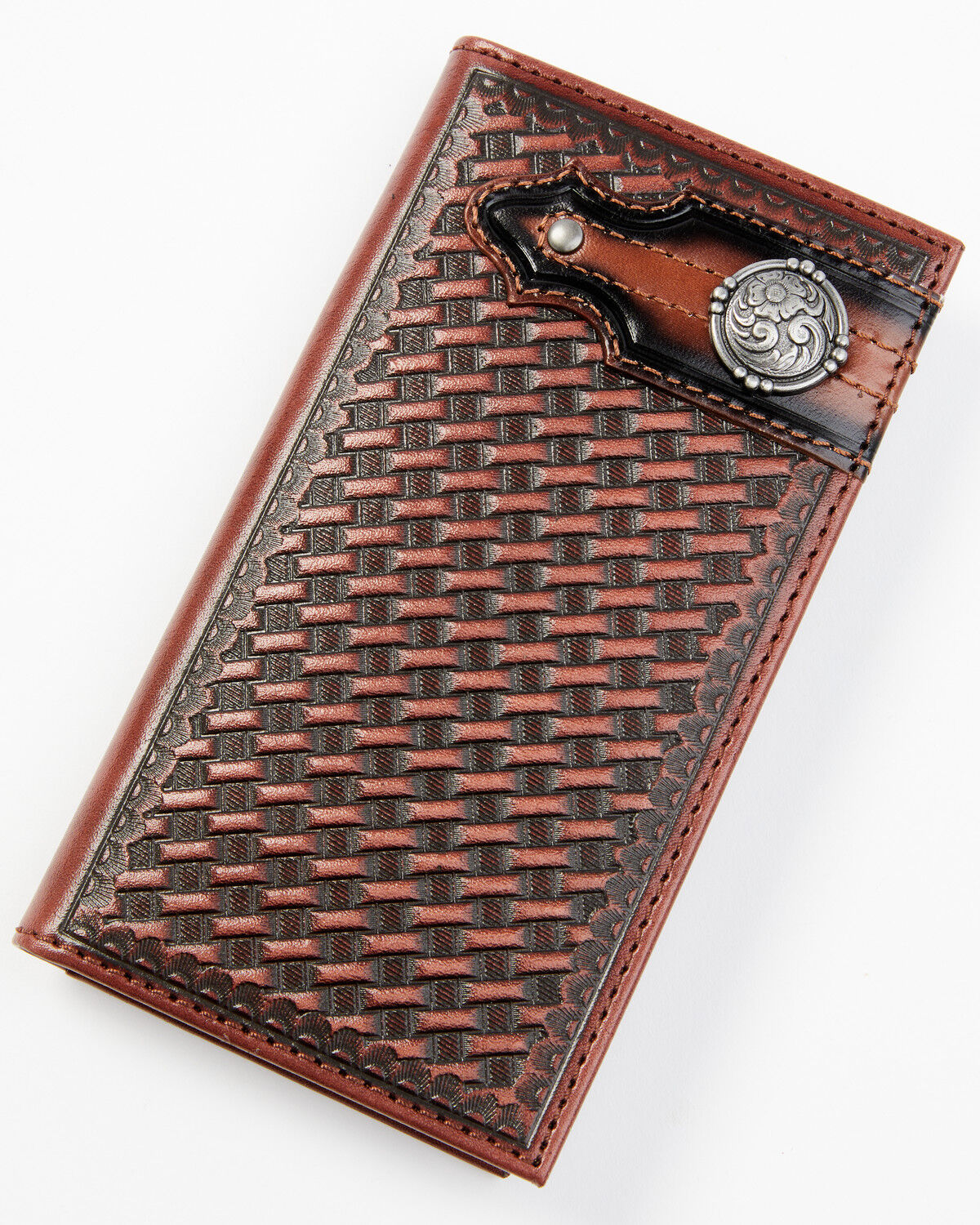 Image #1 - Cody James Men's Basketweave Concho Bi-Fold Rodeo Wallet, Brown, hi-res