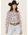 Image #1 - Cowgirl Hardware Women's Paisley Print Long Sleeve Snap Stretch Western Shirt, Pink, hi-res
