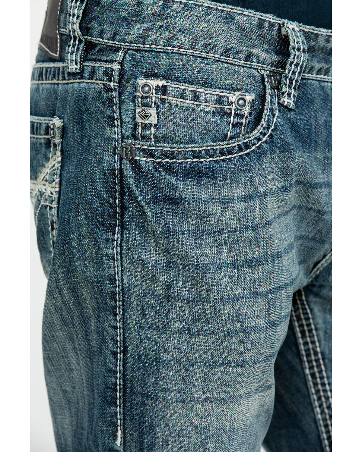 Image #4 - Rock & Roll Denim Men's Pistol Med Bootcut Jeans, Blue, hi-res
