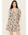 Image #1 - Wild Moss Women's Printed Crochet Trim Mini Dress, Ivory, hi-res