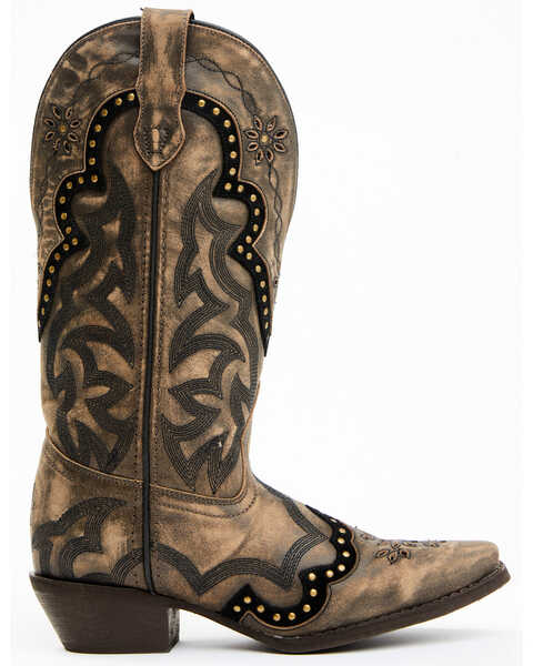 Image #2 - Laredo Women's Skyla Floral Studded Western Performance Boots - Snip Toe , Dark Brown, hi-res