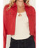 Image #3 - Wrangler Women's Slim Seamed Faux Leather Jacket, Red, hi-res