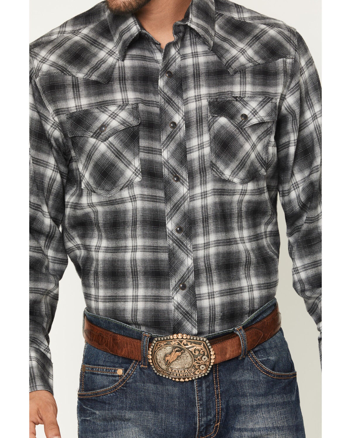 Image #3 - Wrangler Men's Plaid Print Long Sleeve Snap Flannel Shirt, , hi-res