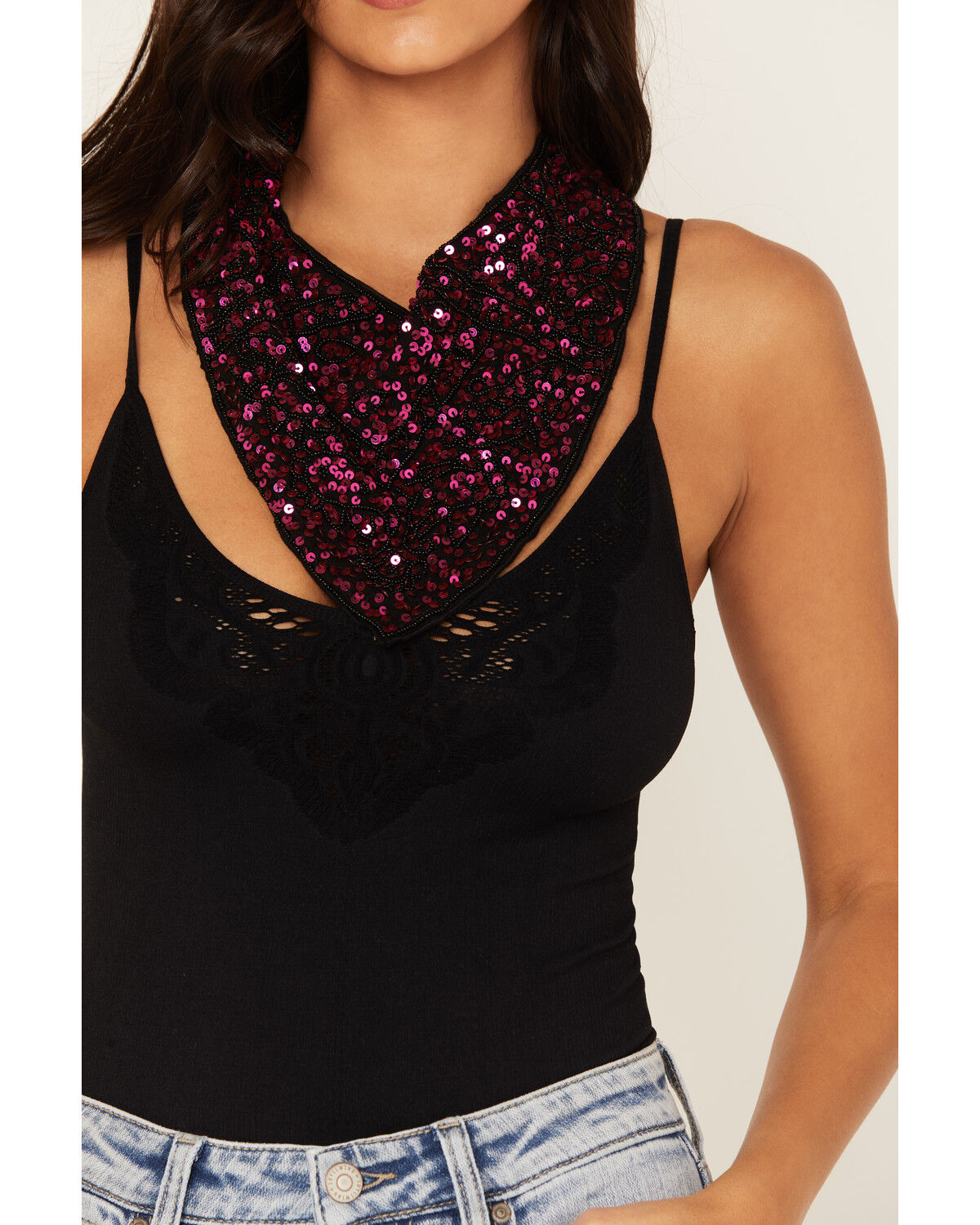 Image #2 - Idyllwind Women's Monroe Fuchsia Sequin Bandana Necklace, Fuchsia, hi-res