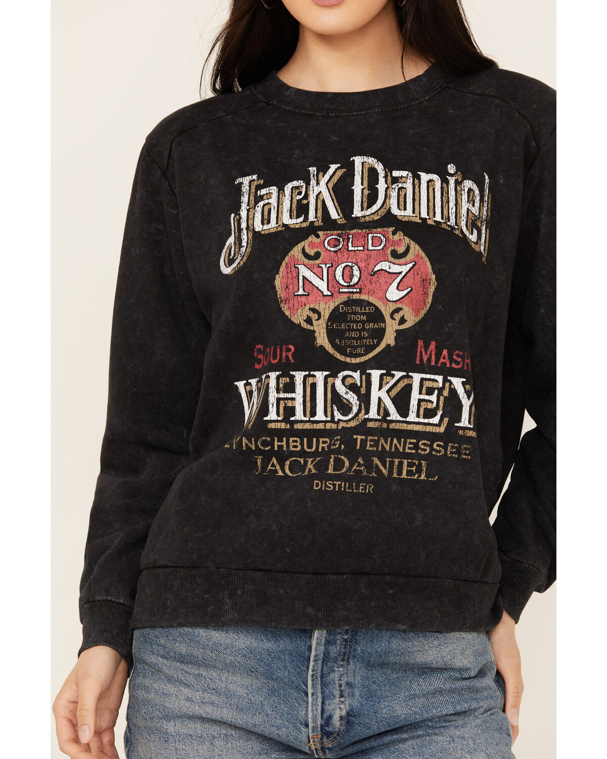 Image #3 - Jack Daniels Women's Sour Mash Crewneck Sweatshirt, Black, hi-res