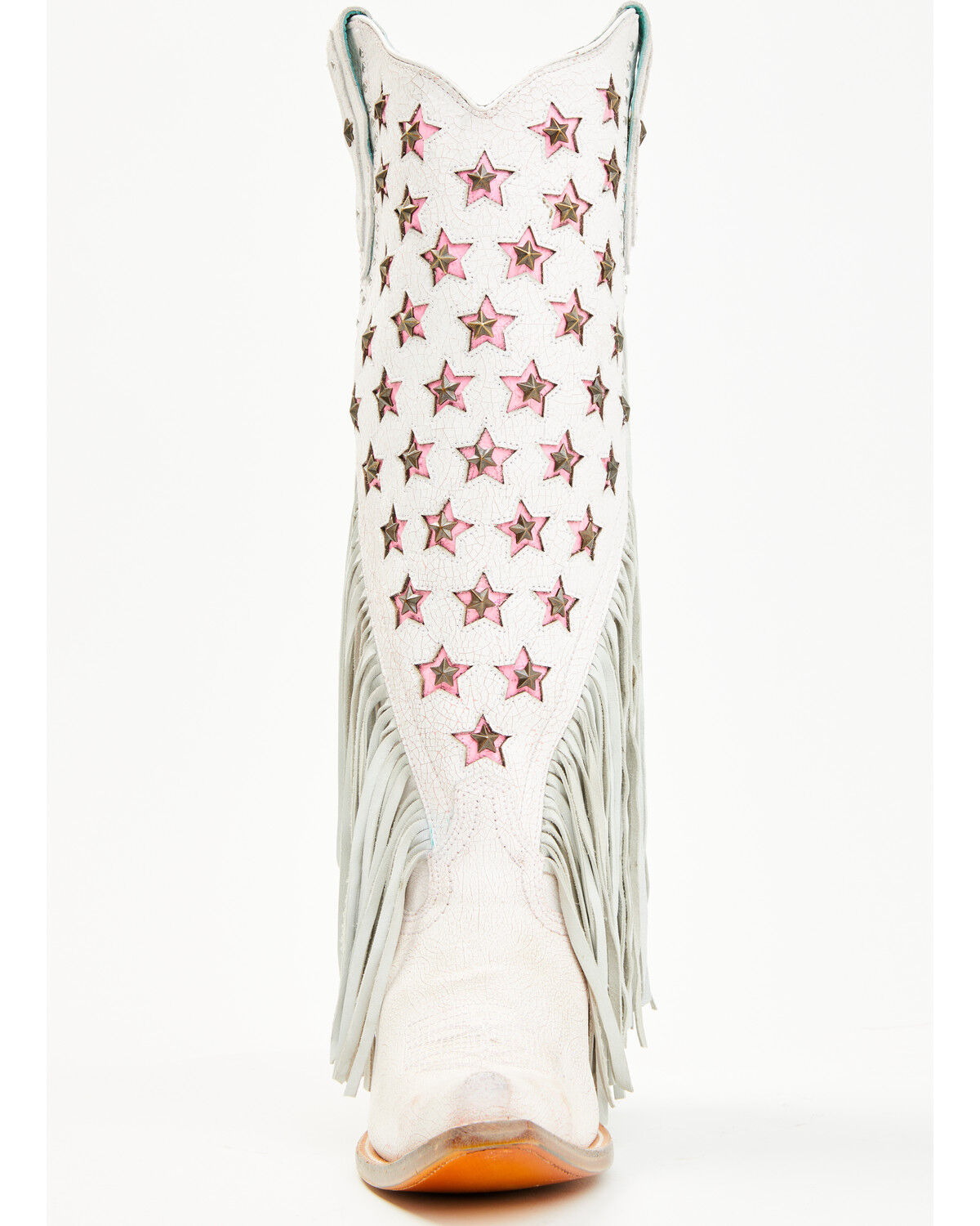 Image #4 - Corral Women's Star Inlay Fringe Tall Western Boots - Snip Toe, White, hi-res