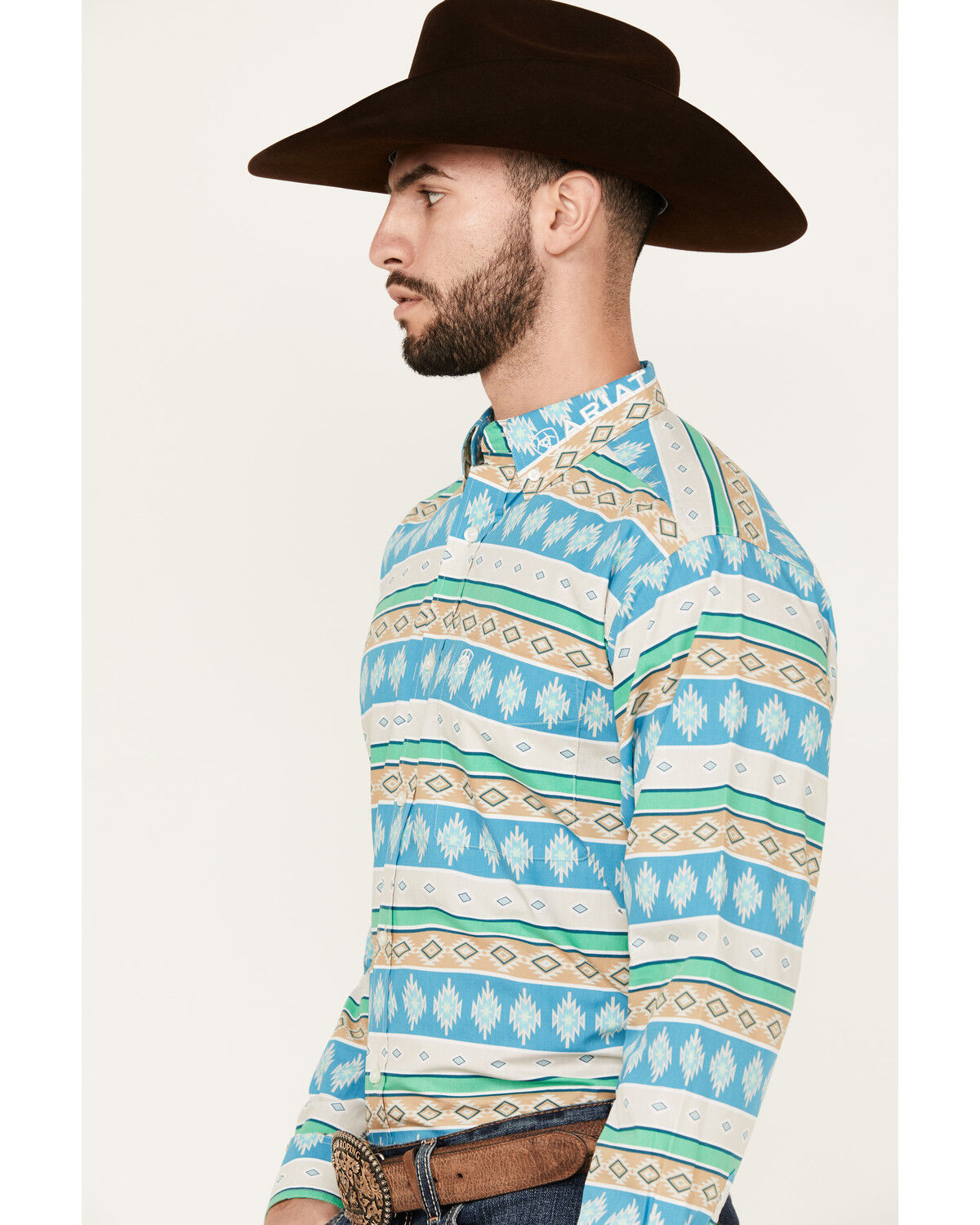 Image #2 - Ariat Men's Team Christian Horz Southwestern Striped Long Sleeve Button-Down Western Shirt, Multi, hi-res