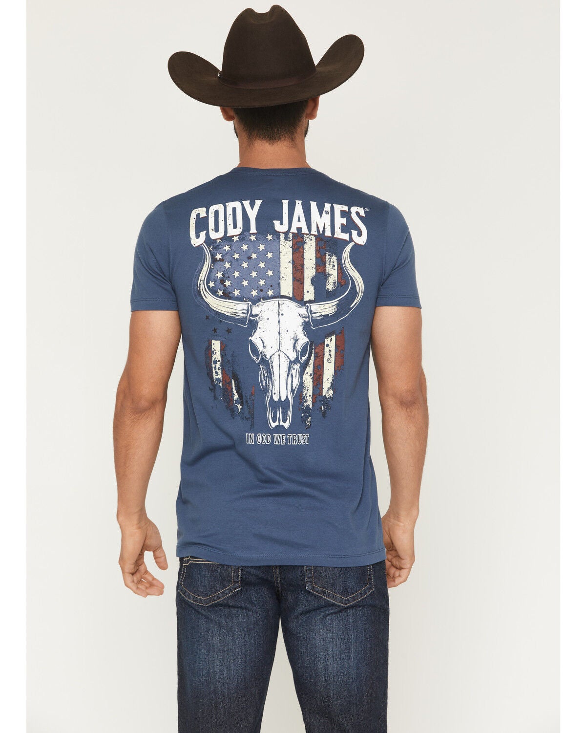 Cody James Men's American Steerhead Short Sleeve Graphic T-Shirt, Blue, hi-res