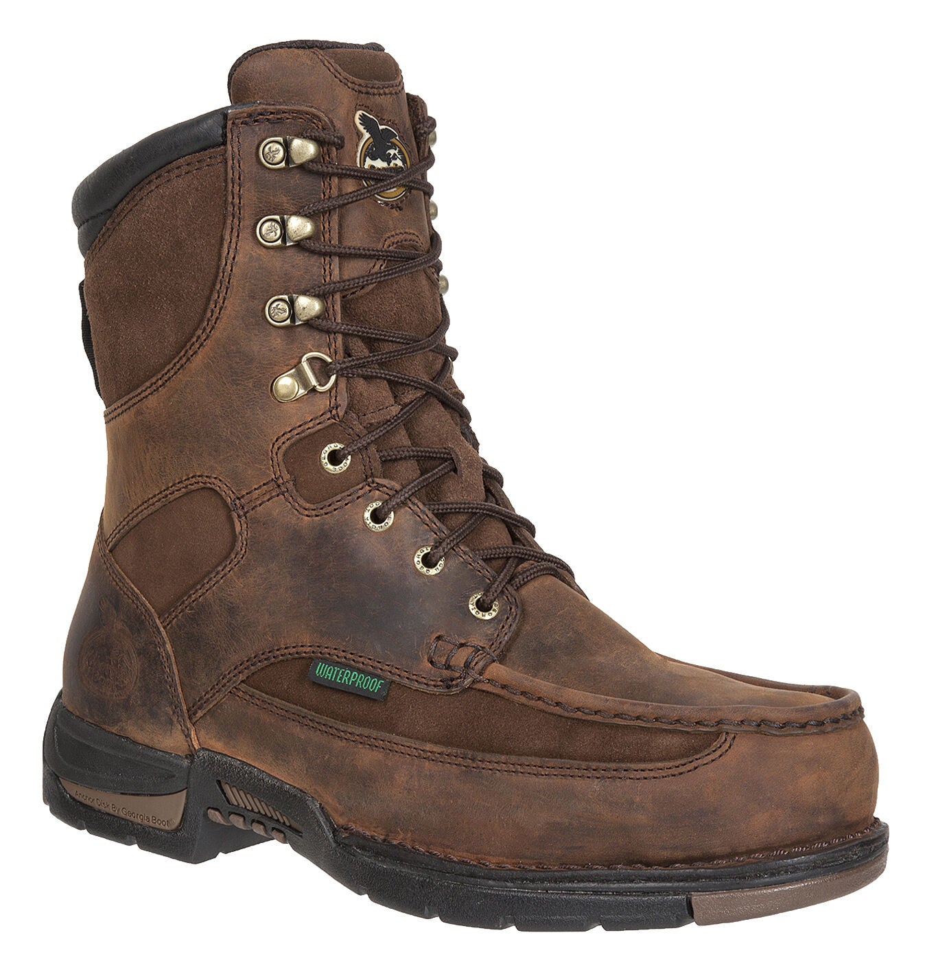 Georgia Boot Men's Athens Waterproof Work Boots - Moc Toe, Brown, hi-res