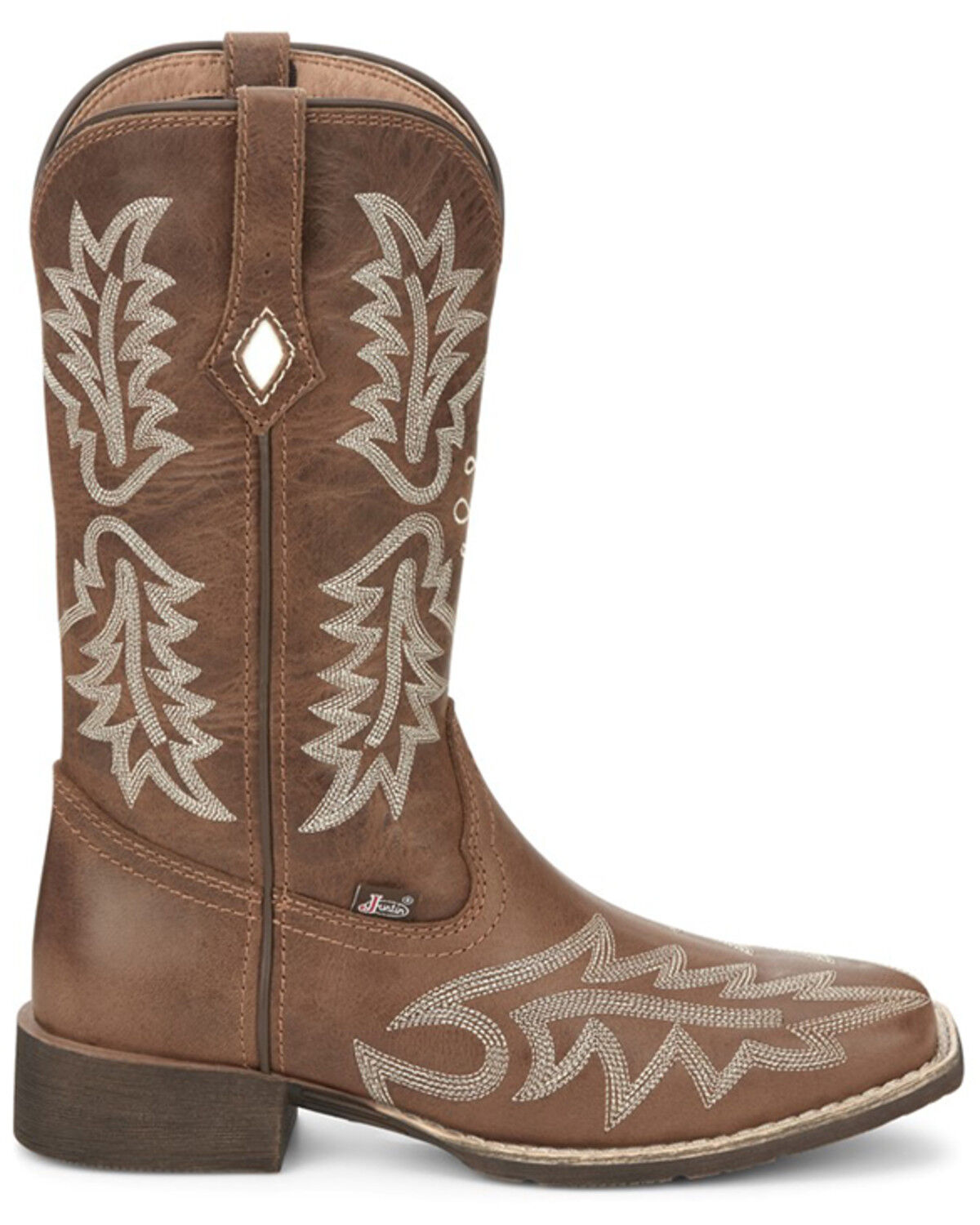 Image #2 - Justin Women's Carsen Western Boots - Broad Square Toe, Tan, hi-res