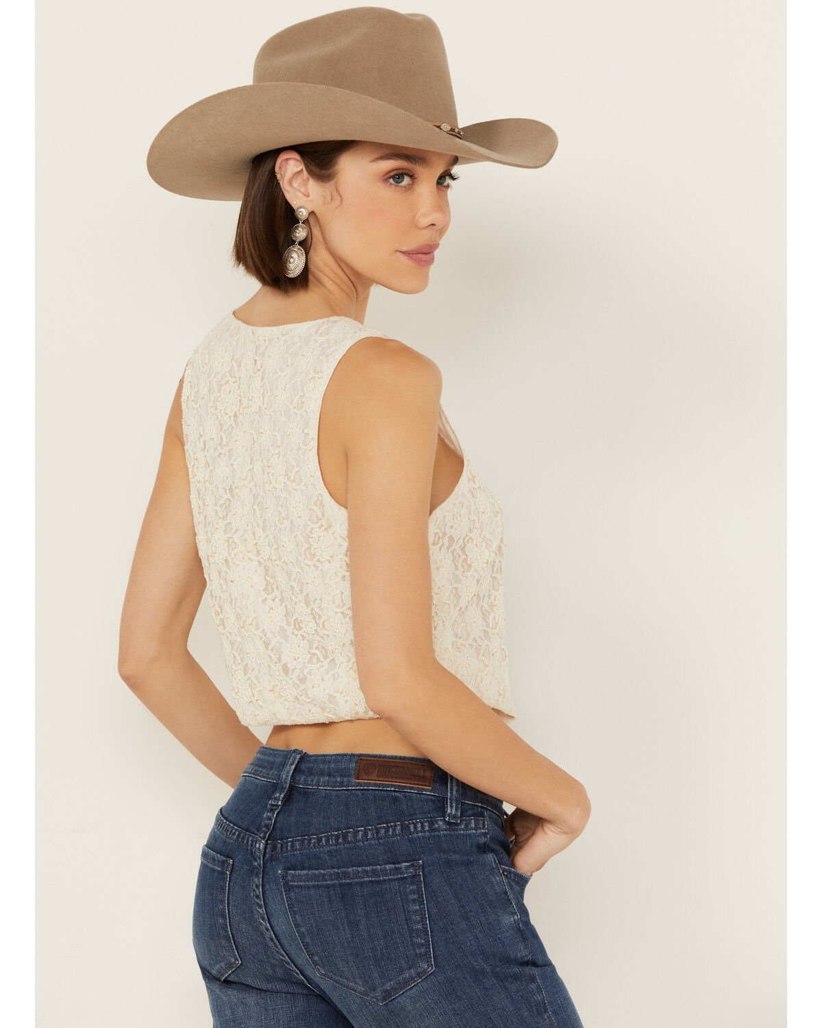 Image #5 - Shyanne Women's Beaded Lace Vest, Cream, hi-res