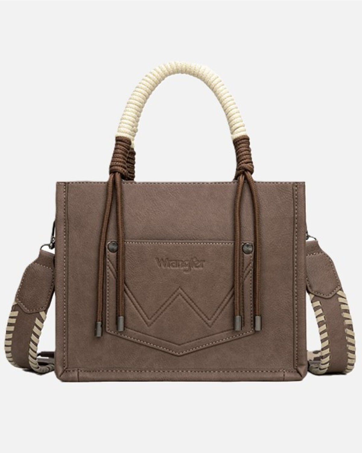 Image #2 - Wrangler Women's Cow Print Crossbody Tote, Coffee, hi-res
