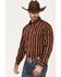 Image #2 - Panhandle Select Men's Serape Stripe Long Sleeve Snap Western Shirt, Rust Copper, hi-res