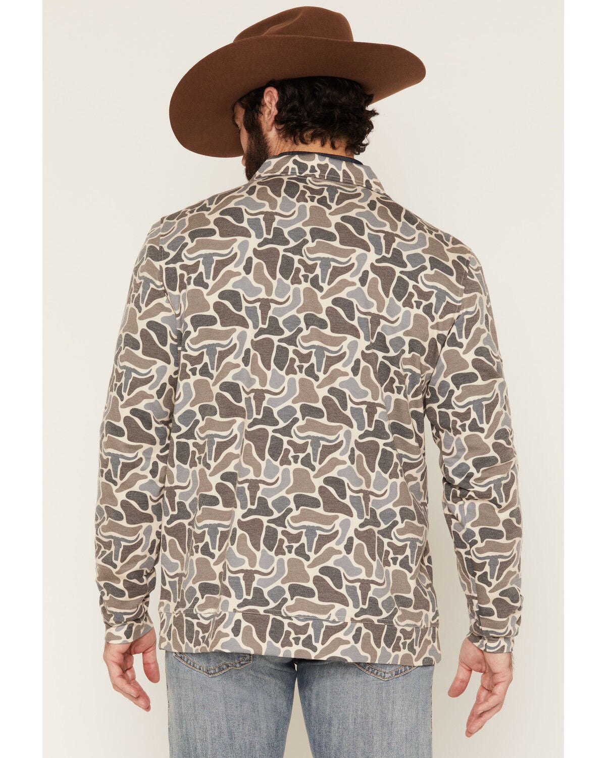 Image #4 - Rock & Roll Denim Men's Camo Print 1/4 Zip Pullover, Tan, hi-res