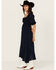 Image #3 - Wild Moss Women's Embroidered Half Sleeve Midi Dress, Navy, hi-res