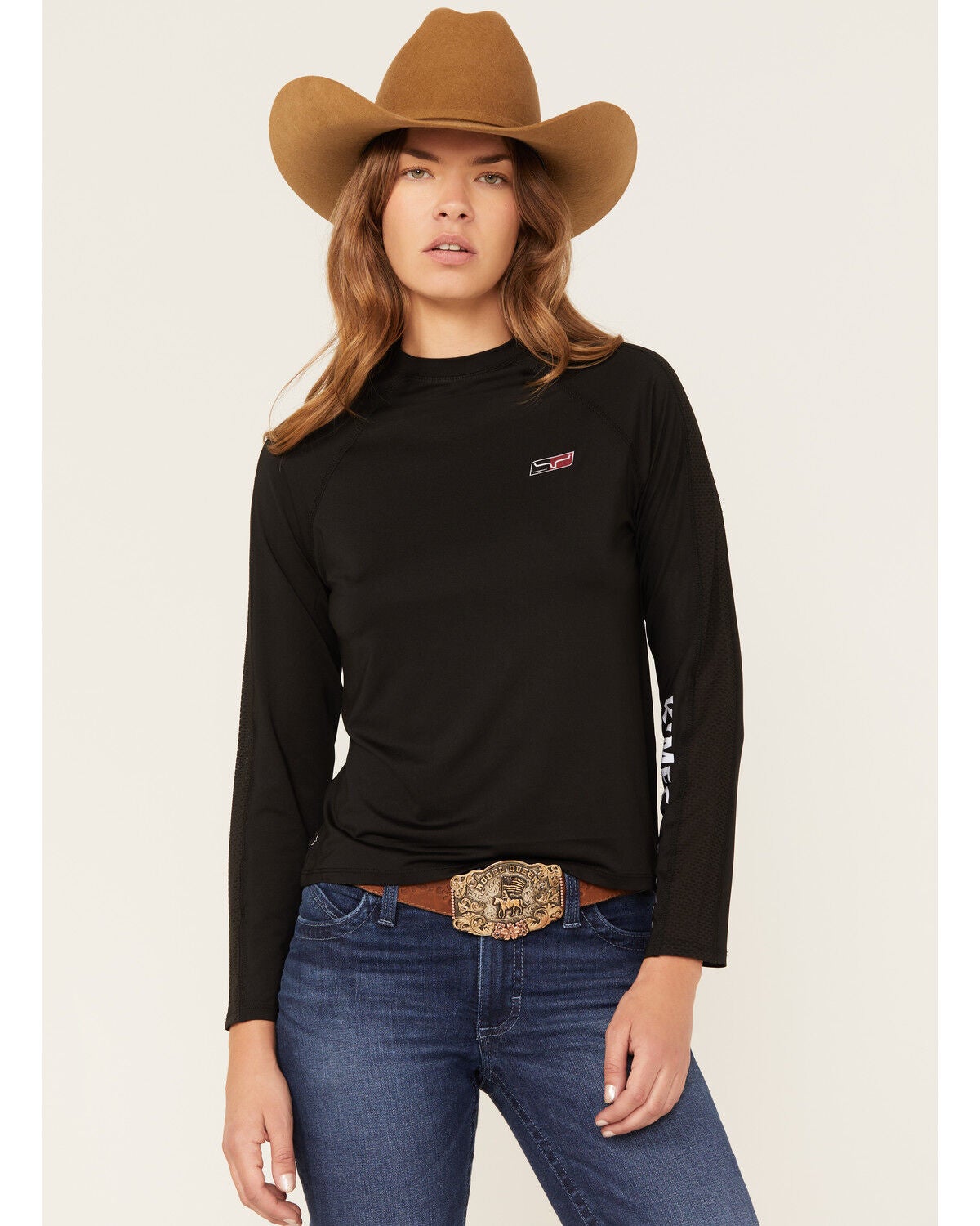 Kimes Ranch Women's KR1 Tech Logo Long Sleeve Tee, Black, hi-res
