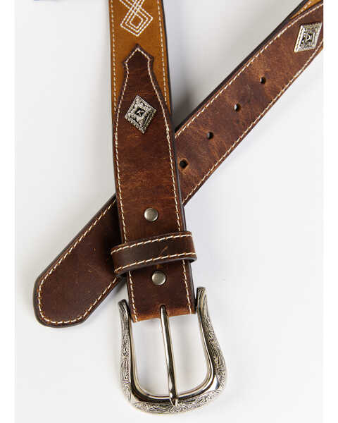 Image #2 - Cody James Men's Diamond Stitch Belt , Brown, hi-res