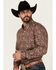 Image #2 - Roper Men's Amarillo Paisley Print Long Sleeve Button-Down Western Shirt, Wine, hi-res