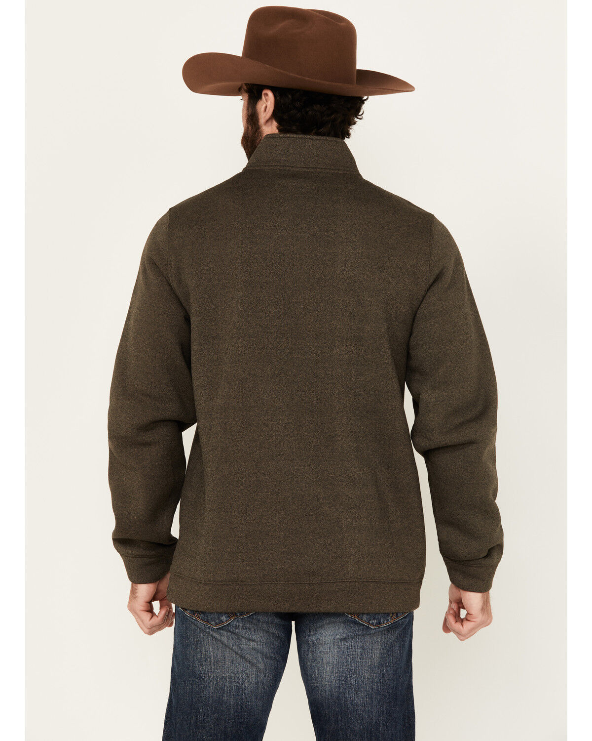 Image #4 - Cinch Men's Solid Quarter Zip Long Sleeve Pullover, Brown, hi-res