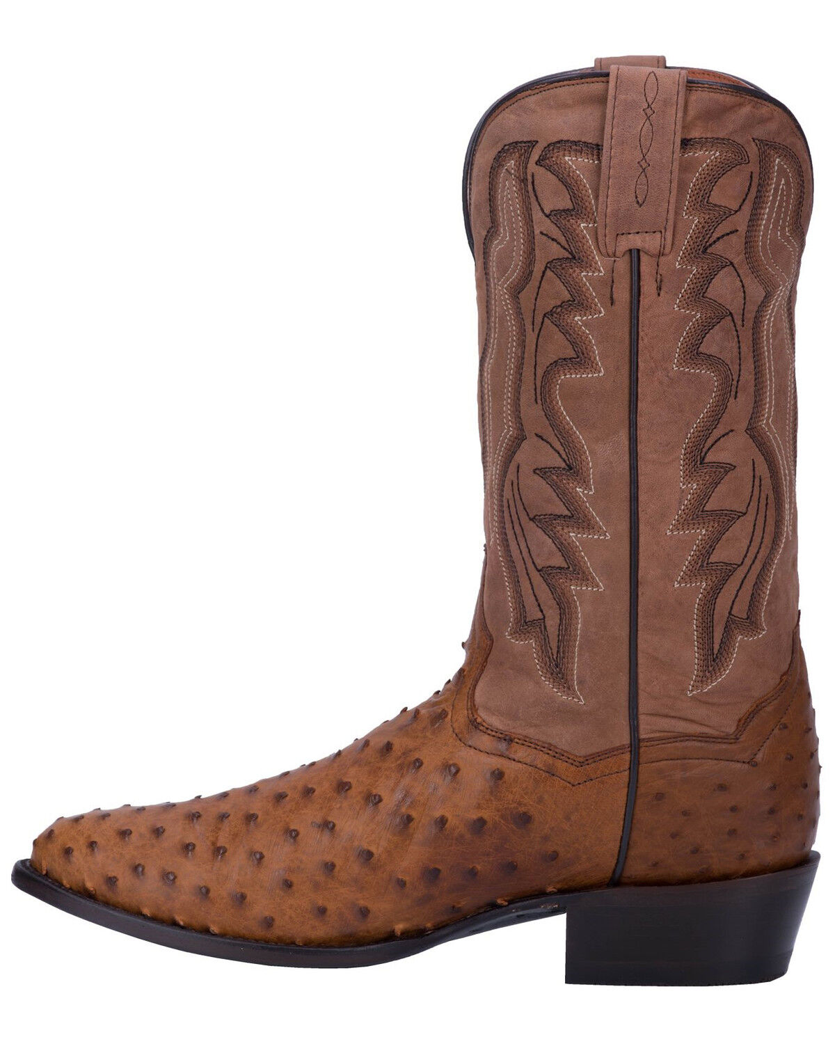 Image #3 - Dan Post Men's Tempe Full Quill Ostrich Western Boots - Round Toe, Saddle Tan, hi-res