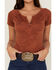 Image #2 - RANK 45® Women's Southwestern Burnout Henley Tee, , hi-res