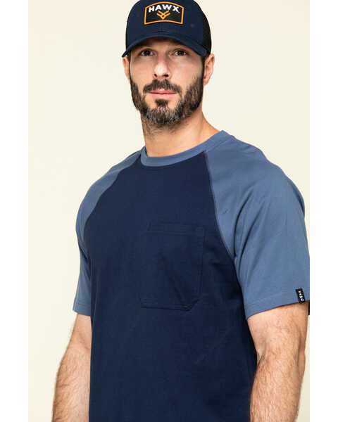 Hawx Men's Navy Midland Short Sleeve Baseball Work T-Shirt - Tall , Navy, hi-res