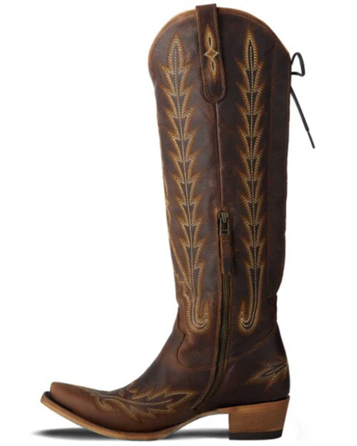 Image #3 - Lane Women's Lexington Knee High Corset Western Boots - Snip Toe, Cognac, hi-res