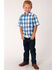Amarillo Boys' Plaid Short Sleeve Western Shirt , Blue, hi-res