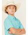 Image #2 - Ariat Boys' Pro Jensen Plaid Print Short Sleeve Button-Down Western Shirt, Turquoise, hi-res