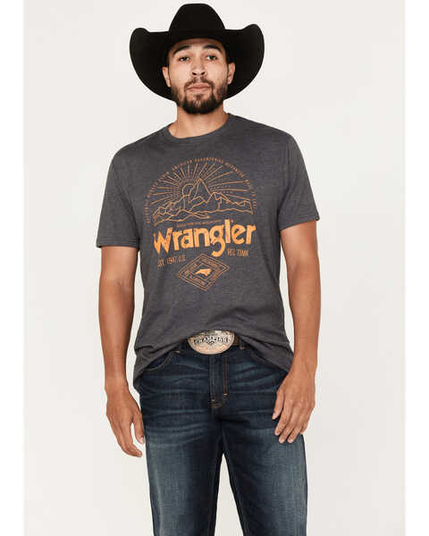 Wrangler Men's Scenic Outline Logo Graphic T-Shirt , Charcoal, hi-res