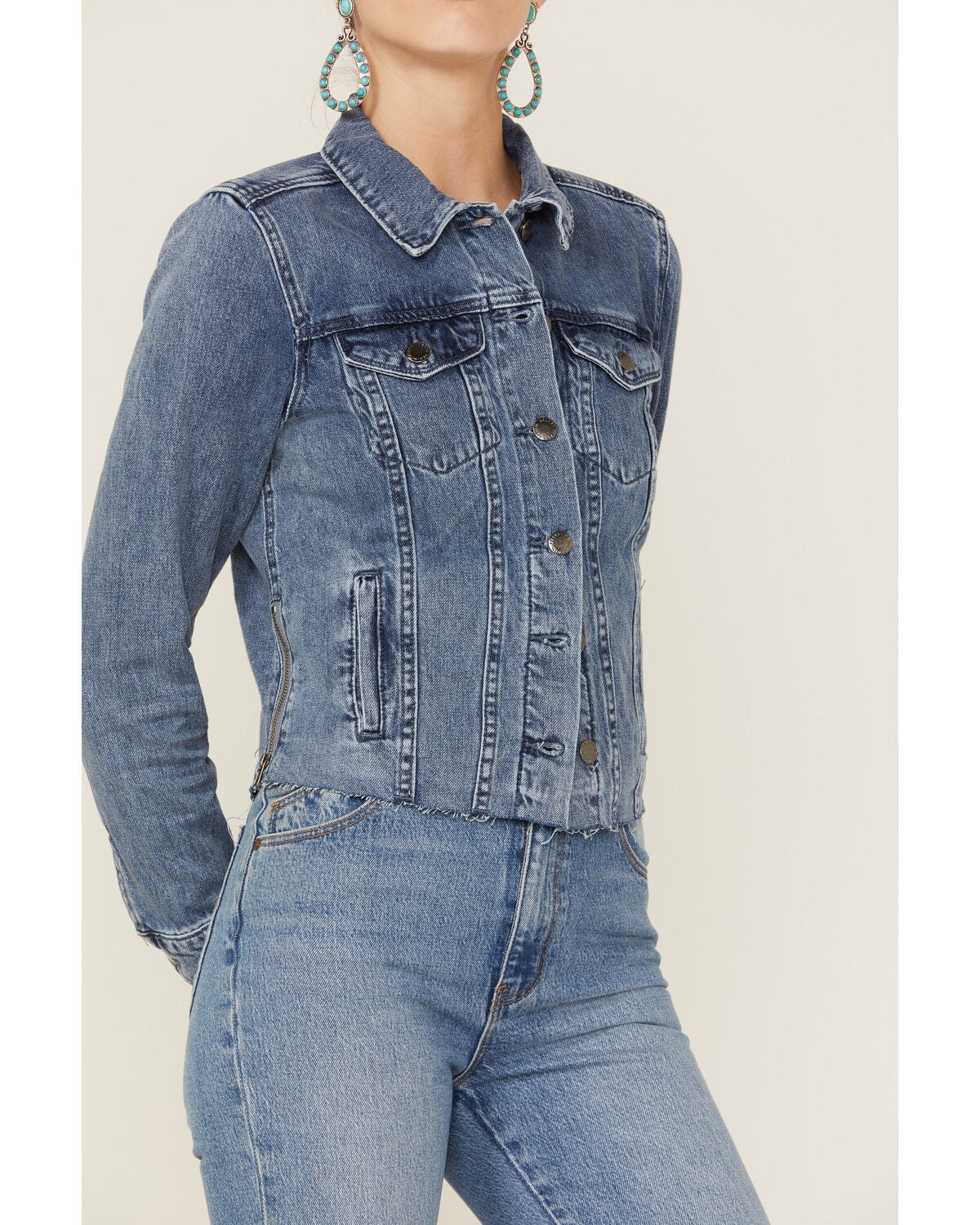 Image #2 - Velvet Heart Women's Russ Frayed Denim Side Zip Jacket, , hi-res
