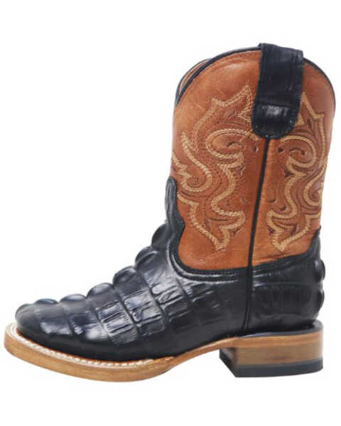 Image #3 - Tanner Mark Boys' Crocodile Print Western Boots - Square Toe, Black, hi-res