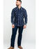Rock & Roll Denim Men's Crinkle Plaid Long Sleeve Western Shirt , Blue, hi-res