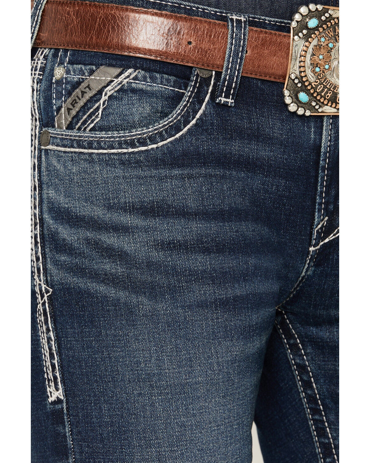 Image #2 - Ariat Men's M7 James Christopher Dark Wash Slim Straight Stretch Denim Jeans, Dark Wash, hi-res