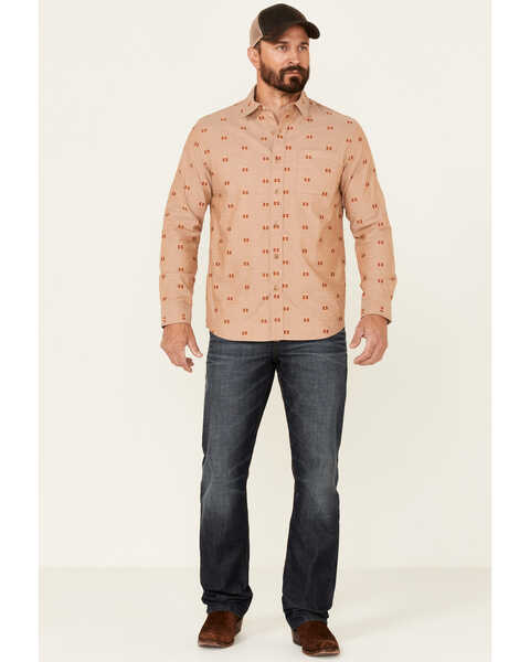 Image #2 - Pendleton Men's All-Over Dobby Chambray Long Sleeve Button Down Western Shirt , Tan, hi-res