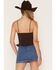 Image #4 - Cleo + Wolf Women's Sleeveless Button-Front Ruffle Hem Cami, Brown, hi-res