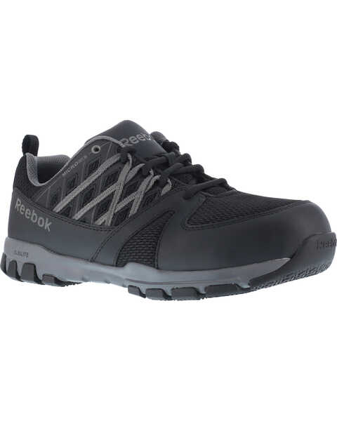Image #1 - Reebok Men's Leather with MicroWeb Athletic Oxfords - Steel Toe, Black, hi-res
