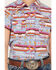 Image #3 - Shyanne Girls' Southwestern Print Short Sleeve Western Pearl Snap Shirt, Blue, hi-res