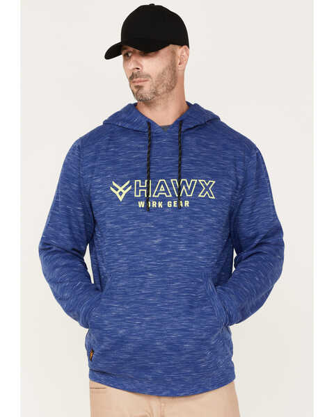 Hawx Men's Graphic Slub Pullover Hooded Work Sweatshirt, Bright Blue, hi-res