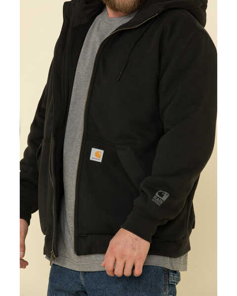 Image #5 - Carhartt Men's Rain Defender Thermal Lined Zip Work Hooded Sweatshirt - Tall, Black, hi-res