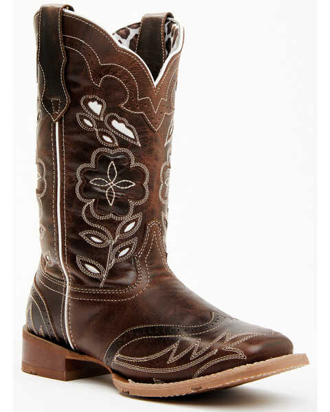 Laredo Women's Underlay Performance Western Boots - Broad Square Toe , Chocolate, hi-res