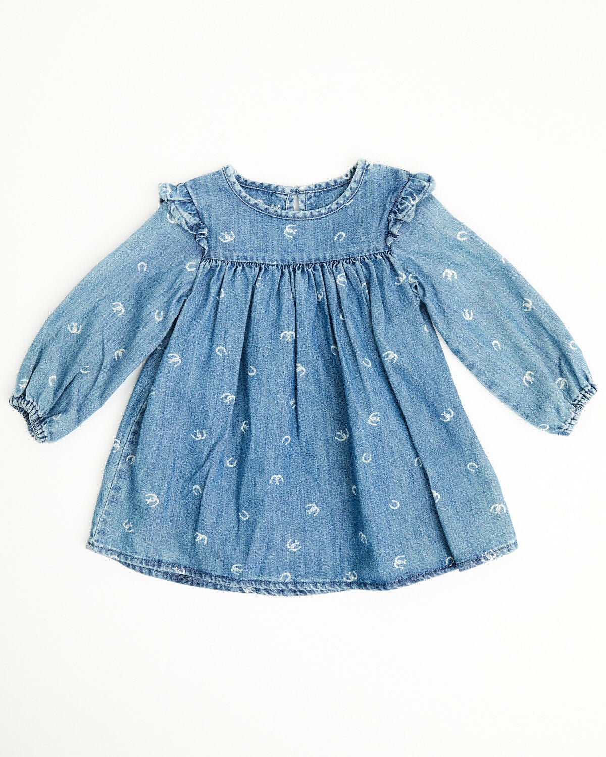 Image #2 - Wrangler Infant Girls' Horseshoe Print Denim Dress Set - 2 Piece, Blue, hi-res