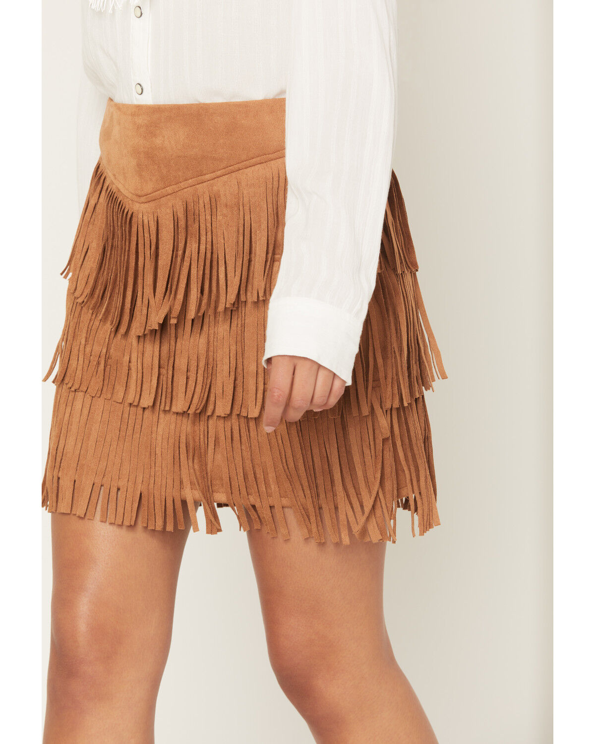 Image #2 - Fornia Women's Faux Suede Mini Skirt, Camel, hi-res