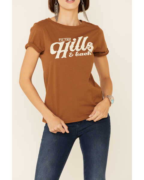Image #3 - Shyanne Women's To The Hills & Back Graphic Short Sleeve Tee , Brown, hi-res