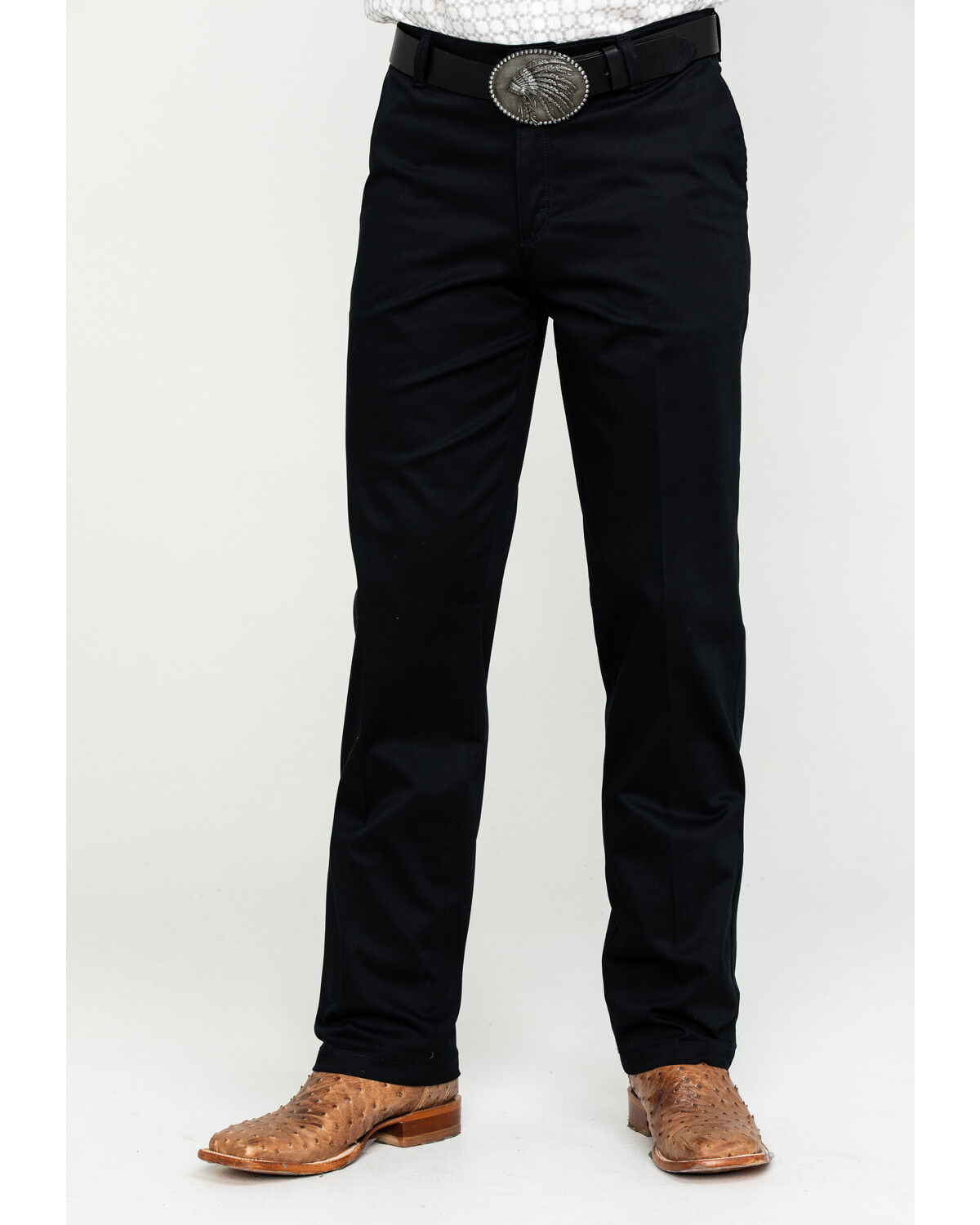 Image #1 - Wrangler Men's Casual Flat Front Western Pants, Black, hi-res