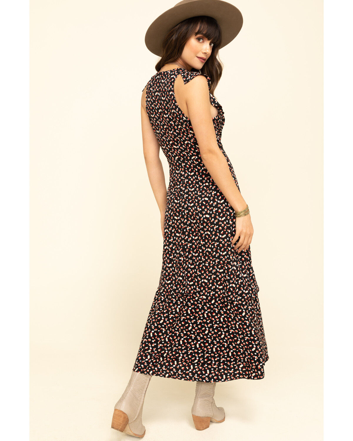 ruffle wrap dress black