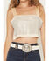 Image #3 - Blue B Women's Satin Crystal Embellished Top, Cream, hi-res