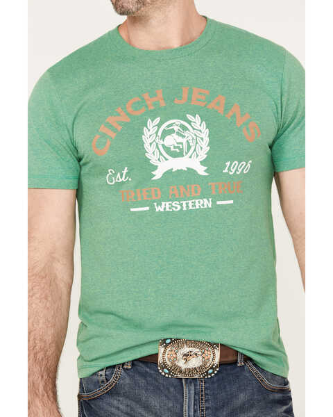 Image #3 - Cinch Men's Jeans Tried And True Short Sleeve Graphic T-Shirt, Heather Green, hi-res